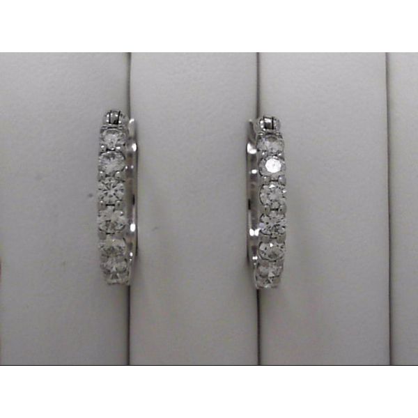 14k White Gold Hoop Earrings With 14 Diamonds Orin Jewelers Northville, MI