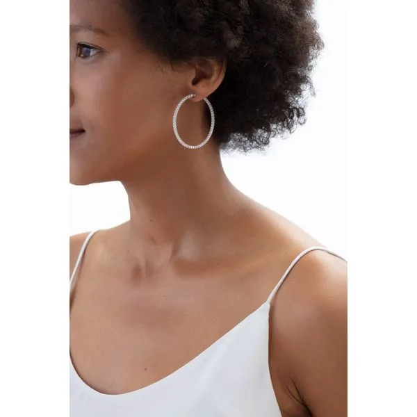 18k White Gold  Inside Out Hoop Earrings by Hearts on Fire With 70 Diamonds Image 2 Orin Jewelers Northville, MI