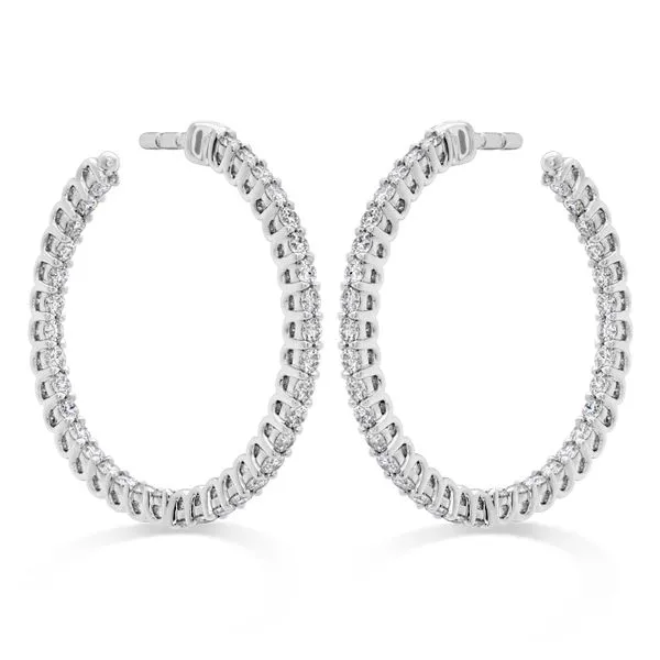 18k White Gold  Inside Out Hoop Earrings by Hearts on Fire With 70 Diamonds Orin Jewelers Northville, MI