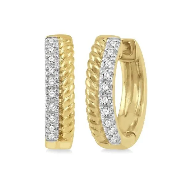 10k Yellow Gold Huggie Hoop Earrings With 20 Diamonds Orin Jewelers Northville, MI