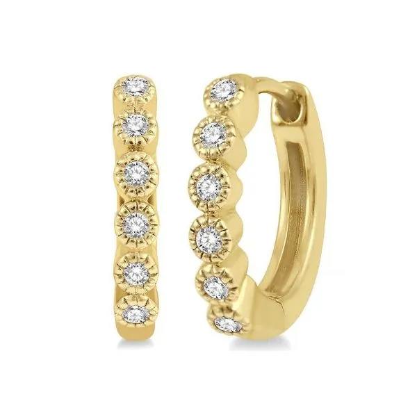 10k Yellow Gold Huggie Hoop Earrings With 12 Diamonds Orin Jewelers Northville, MI