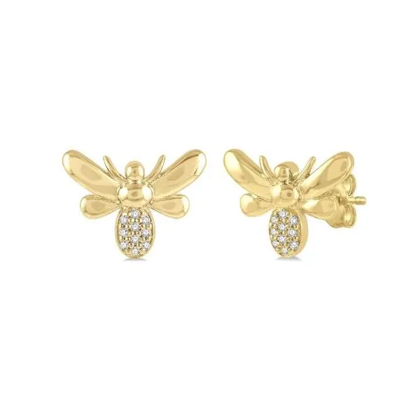 10k Yellow Gold Bumble Bee Earrings With 20 Diamonds Orin Jewelers Northville, MI