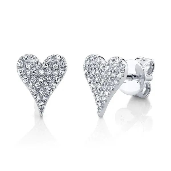 14k White Gold Pave Heart Stud Earrings With 64 Diamonds Orin Jewelers Northville, MI