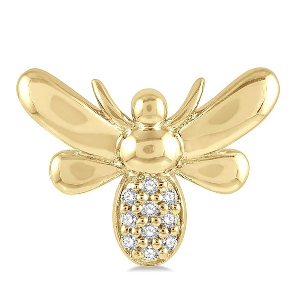 10k Yellow Gold Bumble Bee Earrings With 20 Diamonds Image 2 Orin Jewelers Northville, MI