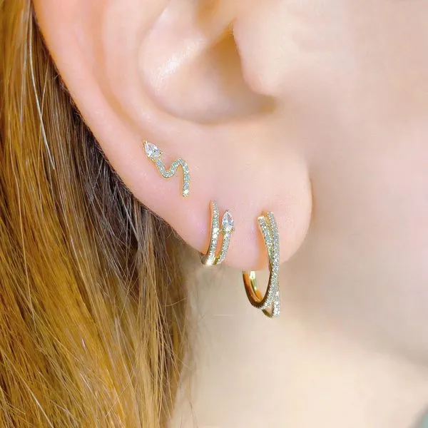 14k White Gold Hoop Earrings With 74 Diamonds Image 2 Orin Jewelers Northville, MI