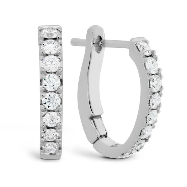18k White Gold Mini Hoop Graduated Earrings by Hearts on Fire Orin Jewelers Northville, MI