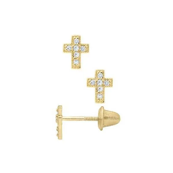 14K Yellow Gold Cross Earrings With Diamonds And Safety Backs Orin Jewelers Northville, MI