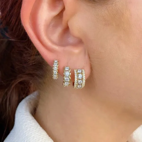 14K White Gold Earrings With 12 Diamonds Image 2 Orin Jewelers Northville, MI