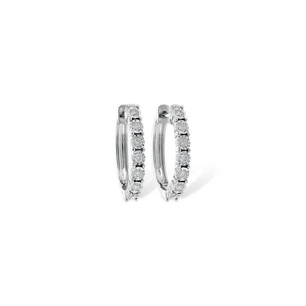 14k White Gold Hoop Earrings With 14 Diamonds Orin Jewelers Northville, MI