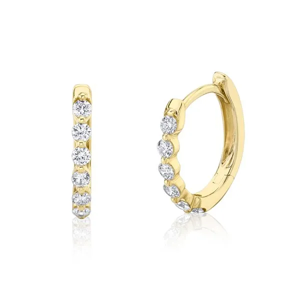 14K Yellow Gold Huggie Hoop Earrings With 12 Diamonds Orin Jewelers Northville, MI