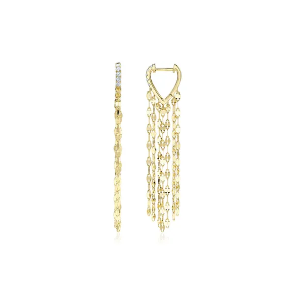 14K Yellow Gold Fringe Drop Earrings With 10 Diamonds Image 2 Orin Jewelers Northville, MI