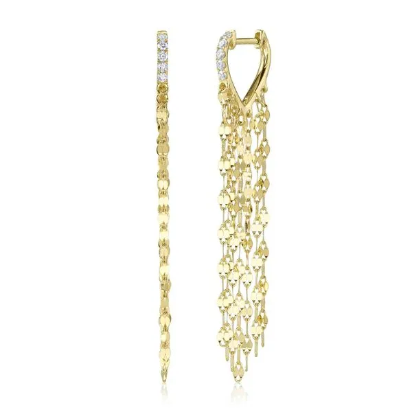 14K Yellow Gold Fringe Drop Earrings With 10 Diamonds Image 3 Orin Jewelers Northville, MI