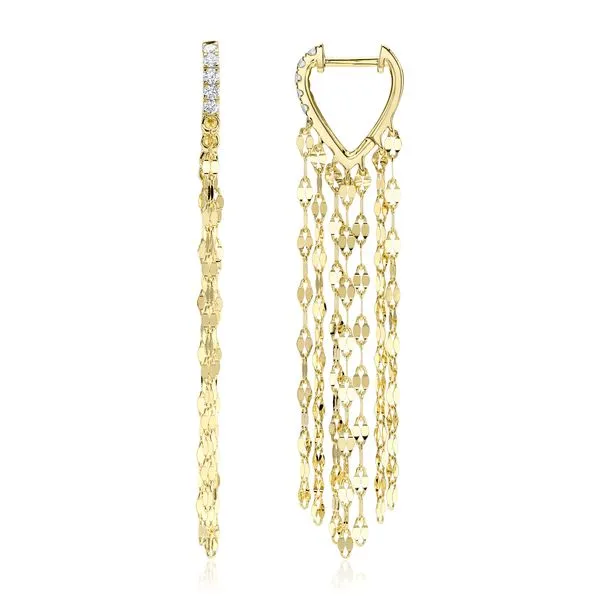 14K Yellow Gold Fringe Drop Earrings With 10 Diamonds Image 4 Orin Jewelers Northville, MI