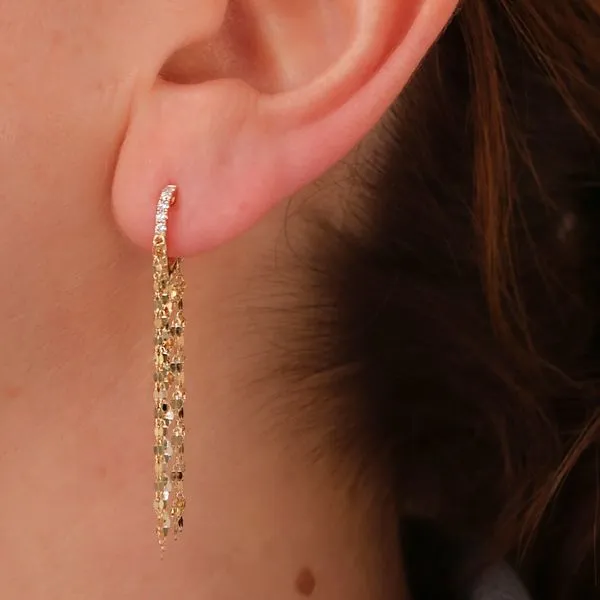 14K Yellow Gold Fringe Drop Earrings With 10 Diamonds Image 5 Orin Jewelers Northville, MI
