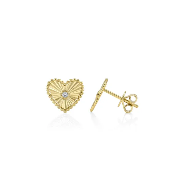 14K Yellow Gold Stud Earrings With 2 Diamonds Image 2 Orin Jewelers Northville, MI