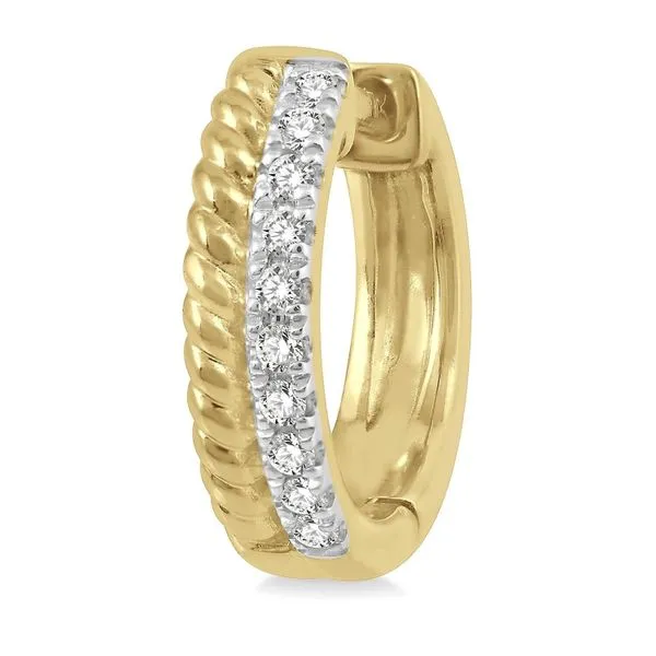 10k Yellow Gold Huggie Hoop Earrings With 20 Diamonds Image 2 Orin Jewelers Northville, MI