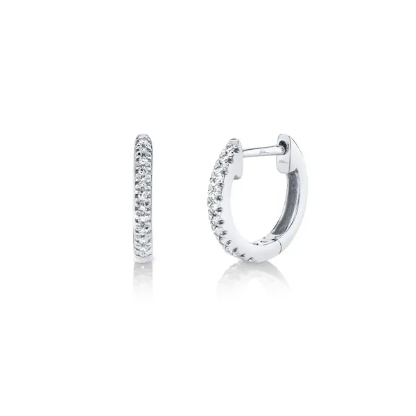 14K White Gold Diamond Huggie Earrings With 24 Diamonds Orin Jewelers Northville, MI
