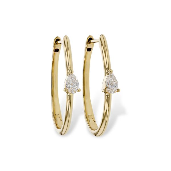 14K Yellow Gold Hoop Earrings With 2 Diamonds Orin Jewelers Northville, MI