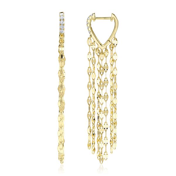 14K Yellow Gold Fringe Drop Earrings With 10 Diamonds Image 2 Orin Jewelers Northville, MI