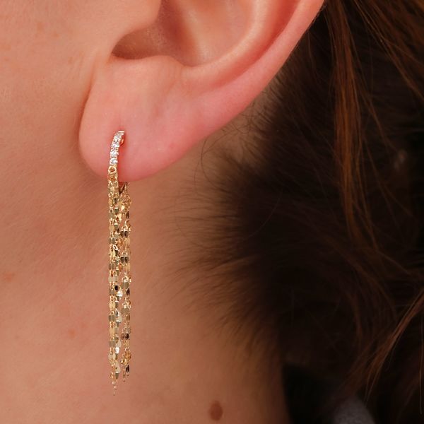 14K Yellow Gold Fringe Drop Earrings With 10 Diamonds Image 3 Orin Jewelers Northville, MI
