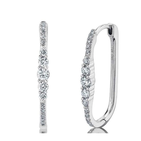 14K White Gold Oval Hoop Earrings With 30 Diamonds Orin Jewelers Northville, MI