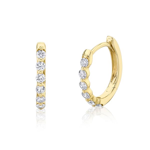 14K Yellow Gold Huggie Hoop Earrings With 12 Diamonds Orin Jewelers Northville, MI