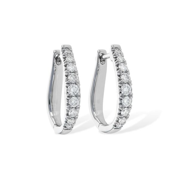 14k White Gold Hoop Earrings With 18 Diamonds Orin Jewelers Northville, MI