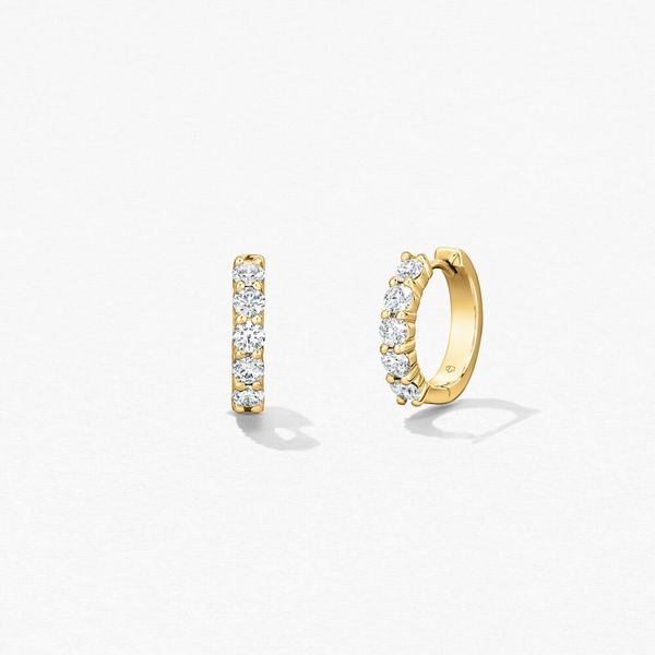 18K Yellow Gold Mini Hoop Earrings By Hearts On Fire With 10 Diamonds Orin Jewelers Northville, MI