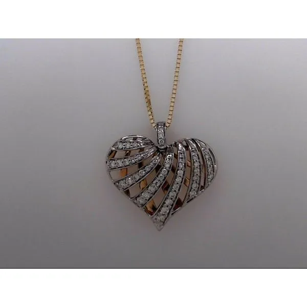 14 Karat Two Tone Heart Design Pendant With 41 Diamonds Orin Jewelers Northville, MI