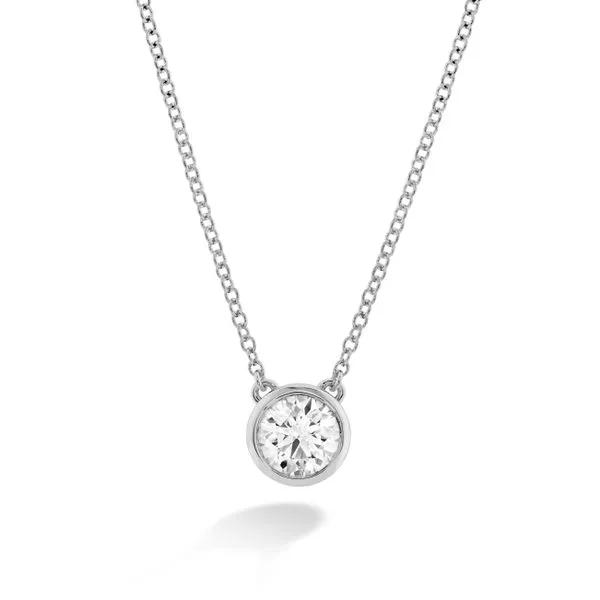 18k White Gold Classic Bezel Solitaire Pendant by Hearts on Fire w/1 Diamond Orin Jewelers Northville, MI