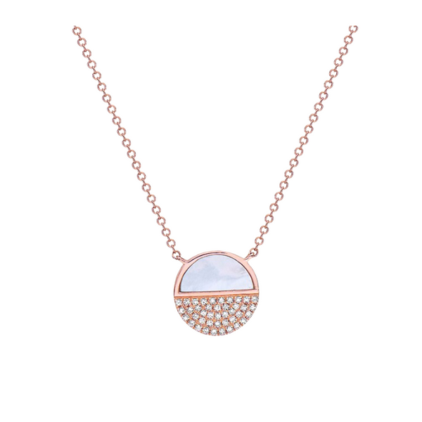 14k Rosé Gold Mother-of-Pearl & Diamond Pendant Orin Jewelers Northville, MI