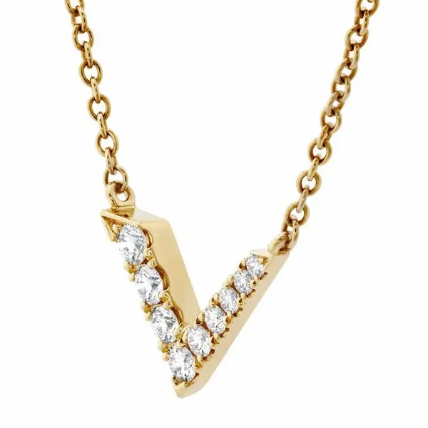 18k Yellow Gold CHARMED V PENDANT Necklace by Hearts on Fire Image 2 Orin Jewelers Northville, MI