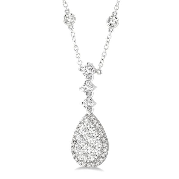 14k White Gold Drop Necklace With 45 Diamonds Image 2 Orin Jewelers Northville, MI