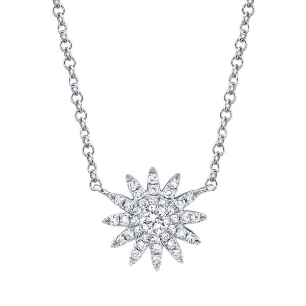 14k White Gold Starburst Pendant With 37 Diamonds Orin Jewelers Northville, MI