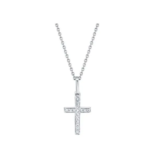 14k White Gold Cross Pendant With 16 Diamonds Orin Jewelers Northville, MI