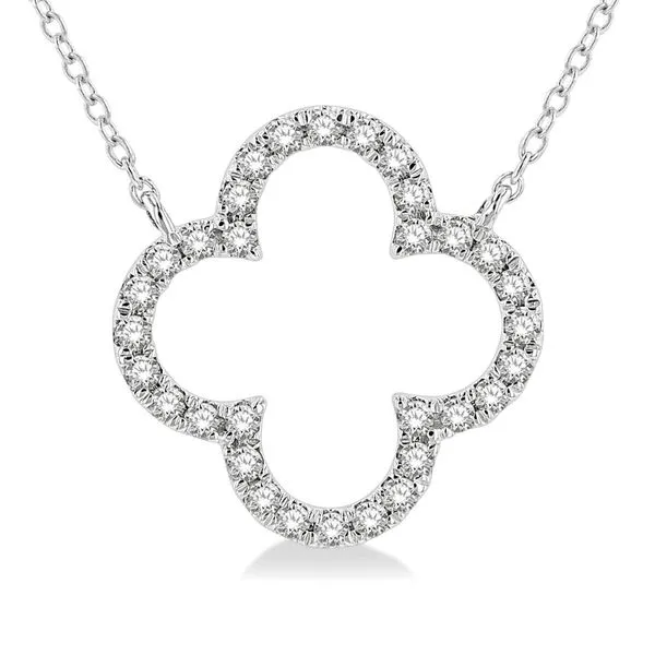 14k White Gold Clover Pendant With 32 Diamonds Image 2 Orin Jewelers Northville, MI