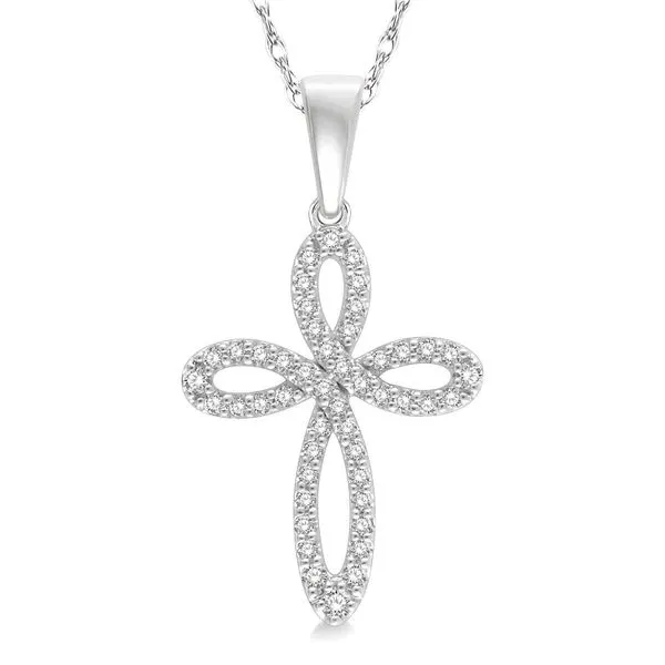 10k White Gold Cross Pendant With 48 Diamonds Image 2 Orin Jewelers Northville, MI
