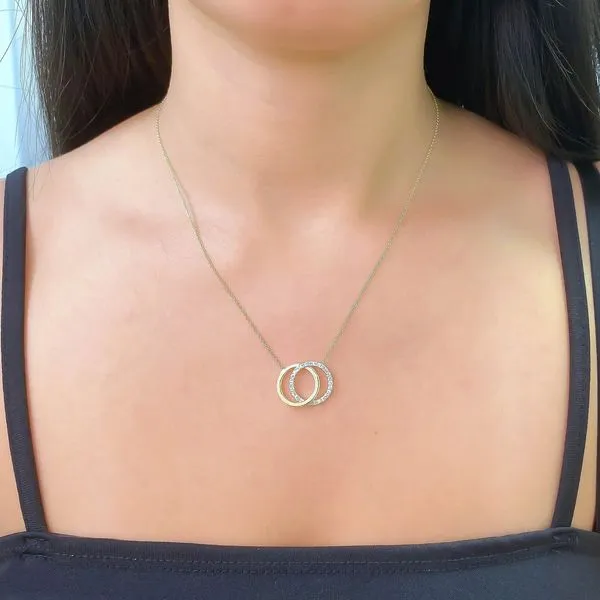 14K Yellow Gold Love Knot Circle Necklace With 25 Diamonds Image 2 Orin Jewelers Northville, MI