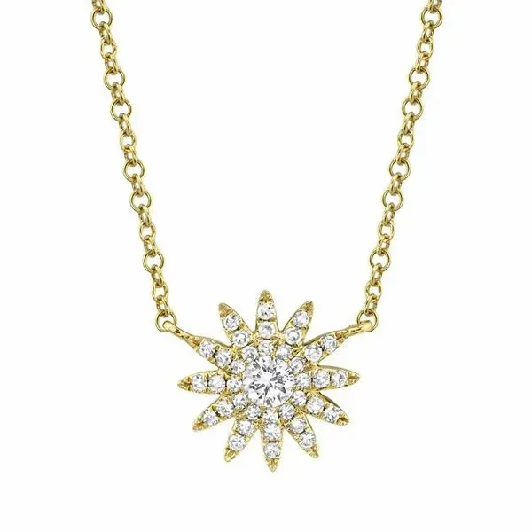 14k Yellow Gold Starburst Pendant With 37 Diamonds Orin Jewelers Northville, MI