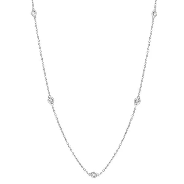 14k White Gold Station Necklace With 11 Diamonds Orin Jewelers Northville, MI