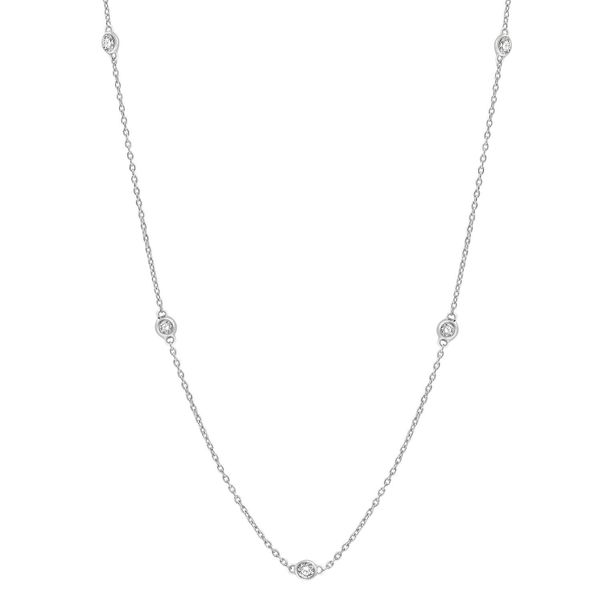 14k White Gold Station Necklace With 11 Diamonds Orin Jewelers Northville, MI