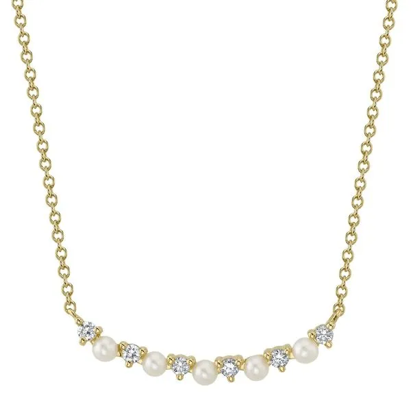 14k Yellow Gold Diamond & Pearl Necklace Orin Jewelers Northville, MI