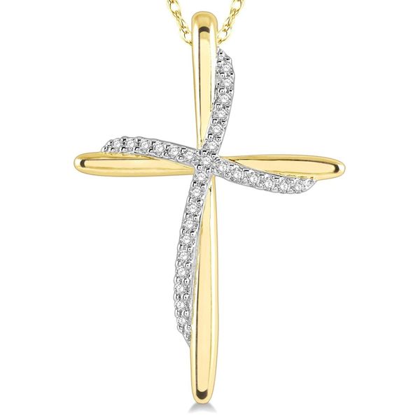 10k Yellow Gold Cross Pendant With 28 Diamonds Image 2 Orin Jewelers Northville, MI