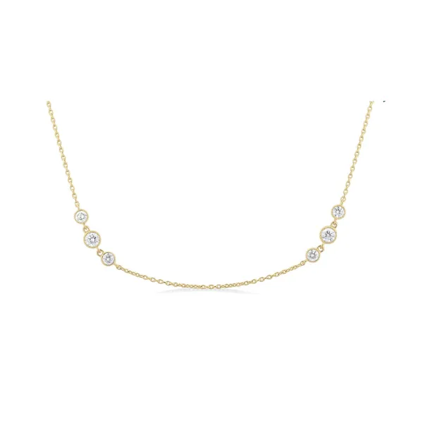 14k Two Tone Gold 3-Stone Station Necklace With 18 Diamonds Orin Jewelers Northville, MI