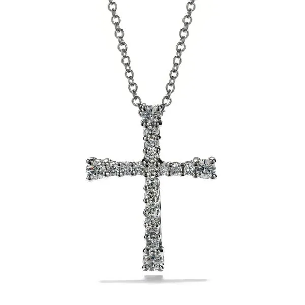 18k White Gold Divine Cross Pendant Necklace by Hearts on Fire Orin Jewelers Northville, MI