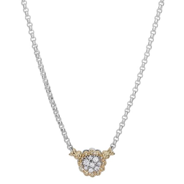 Sterling Silver and 14 Karat Yellow Gold Necklace With 8 Diamonds Orin Jewelers Northville, MI