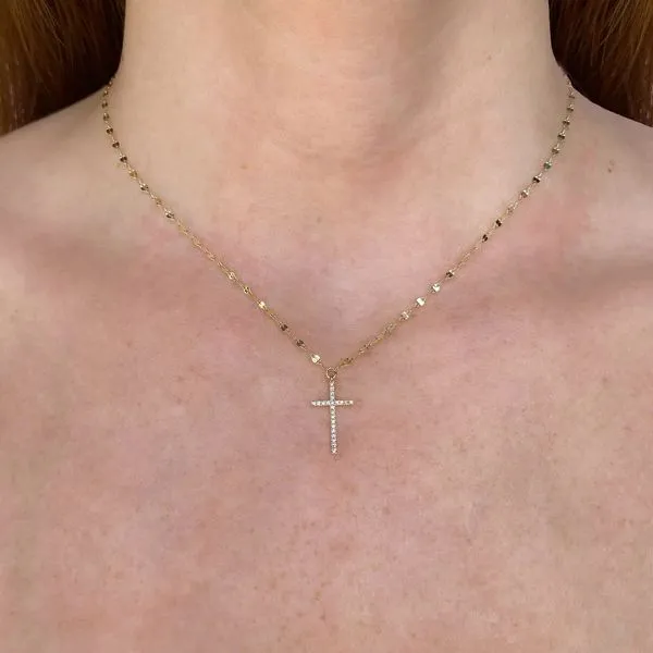 14K White Gold Cross Necklace With 23 Diamonds Image 2 Orin Jewelers Northville, MI