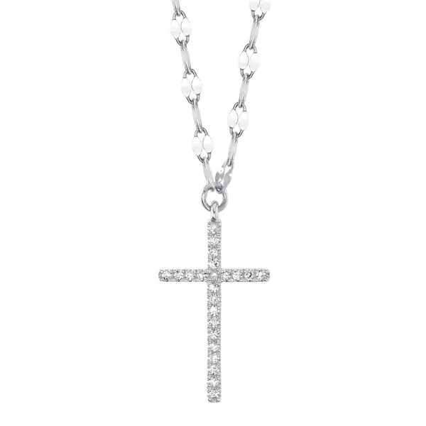 14K White Gold Cross Necklace With 23 Diamonds Orin Jewelers Northville, MI