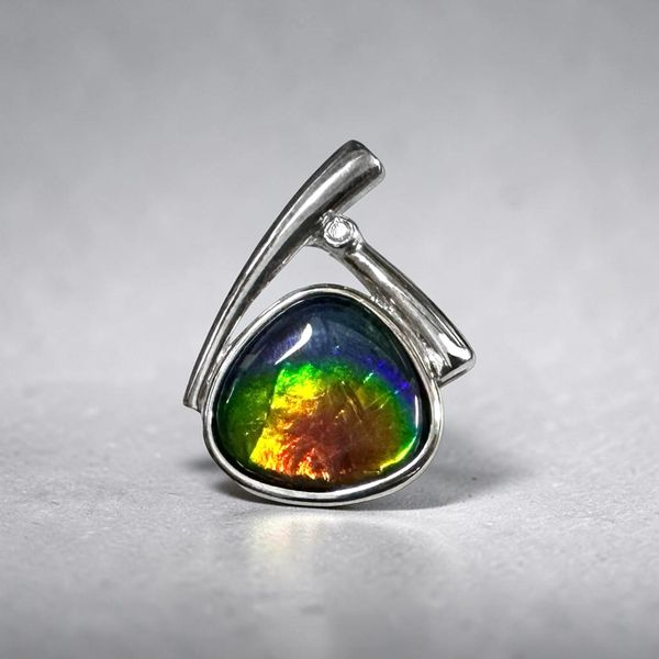 Estate Collection - 14K White Gold Opal Doublet & Diamond Enhancer Orin Jewelers Northville, MI