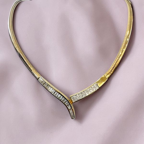 Estate Collection - 18K Yellow Gold Diamond Omega Necklace Orin Jewelers Northville, MI